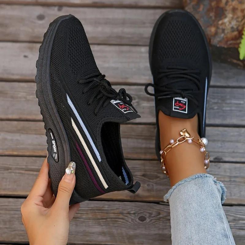 2025 Front Lace-up Women's Vulcanize Shoes New Mesh Soft Bottom Outdoor Slip-Resistant Casual Comfortable Casual Shoes