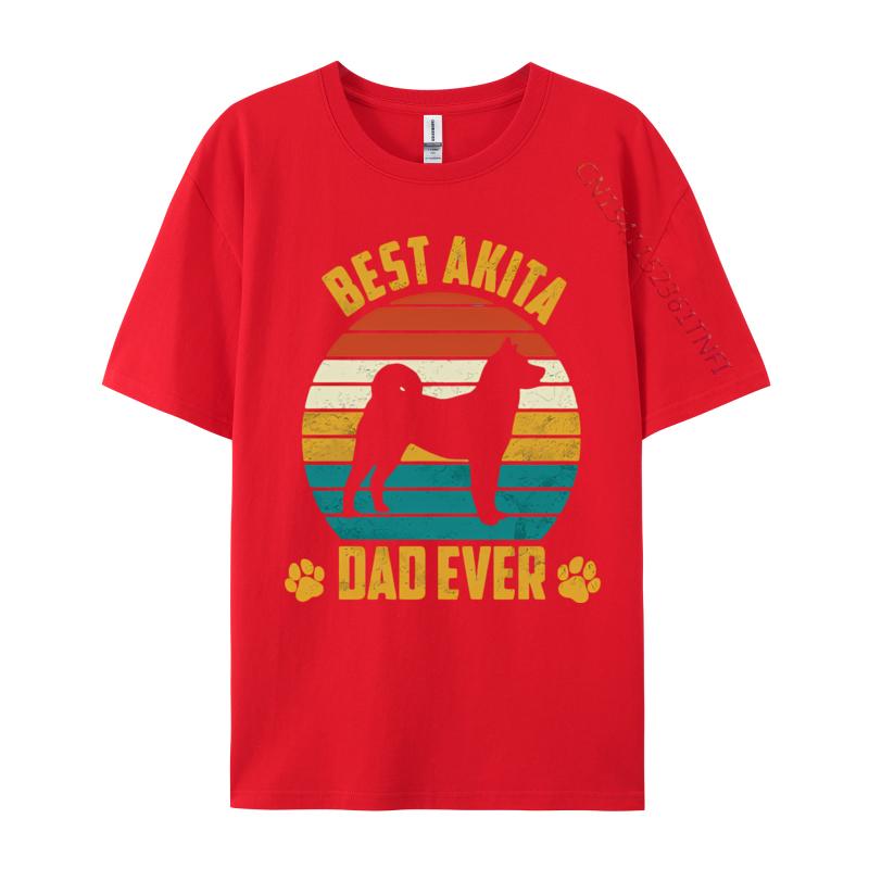 Big And Tall T Shirts Best Akita Dad Ever Retro Sunset Dog T Shirts Retro Tops T Shirt Cotton Mens Holiday Shirts Men