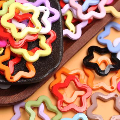 About350pcs DIY Jewelry Material Pendants Candy Color Pentagram Pendant Acrylic for Necklace Earrings Making 30mm Fashion