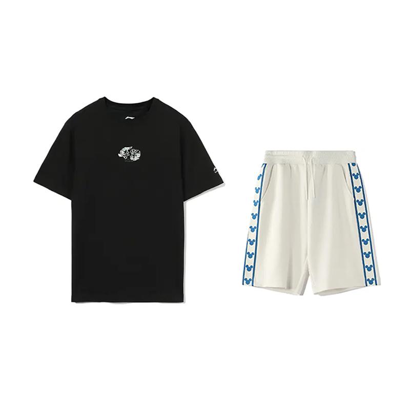 

Li-Ning Embroidered Logo Pullover Short Sleeve Fashion Comfortable Shorts Casual Sports Suit Unisex suit AHST821-2+YKSV129-1 M