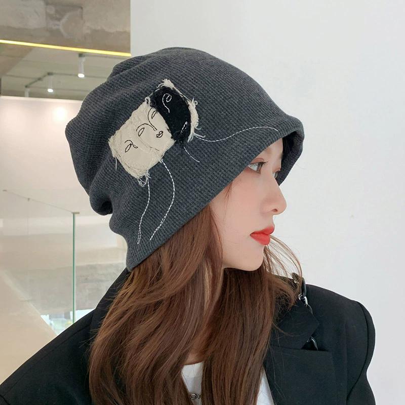 WTEMPO Women's Spring Autumn Winter Casual Versatile Hats Retro Slouchy Beanie Hip Hop Caps Abstract Pattern Design Hats Solid Color Elastic Hat Gifts