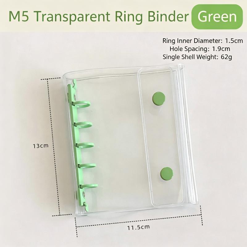 M5 Widening Double Button Transparent PVC Soft Cover Binder Cover Journal Sketchbook Accessories Diary Office Supplies