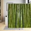Tenda da Doccia in Bambù Bagno Decorazioni per la Casa Piante Verdi Paesaggio Tende da Bagno con Ganci Tessuto Impermeabile in Poliestere Lavabile