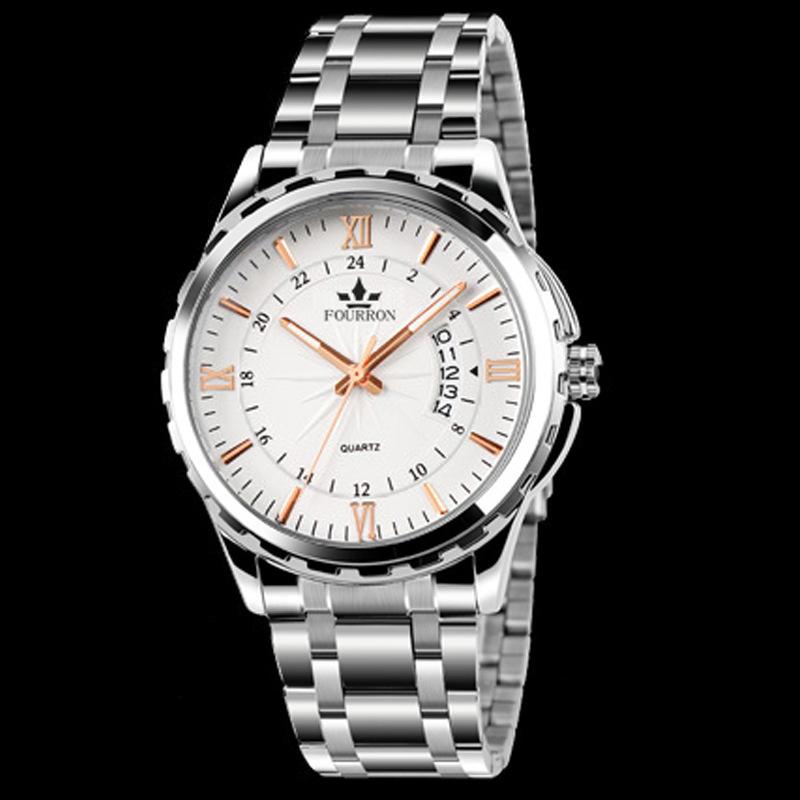 Calendar Luminous Stainless Steel Watch Men S Quartz Watch Non-Mechanical Waterproof Watch