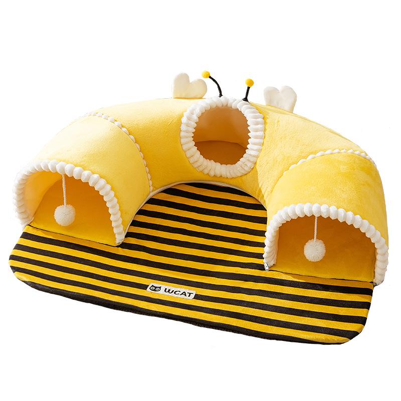 2025 Luxury All-in-One Cat Bed & Tunnel: Warm, Semi-Enclosed Nest for Play & Sleep