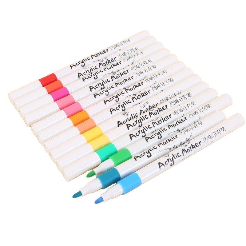 Acrylic Marker 24-Color Quick-Drying Watercolor Pen Children'S Art Ceramic Stone Graffiti Painting Press-Free Brush