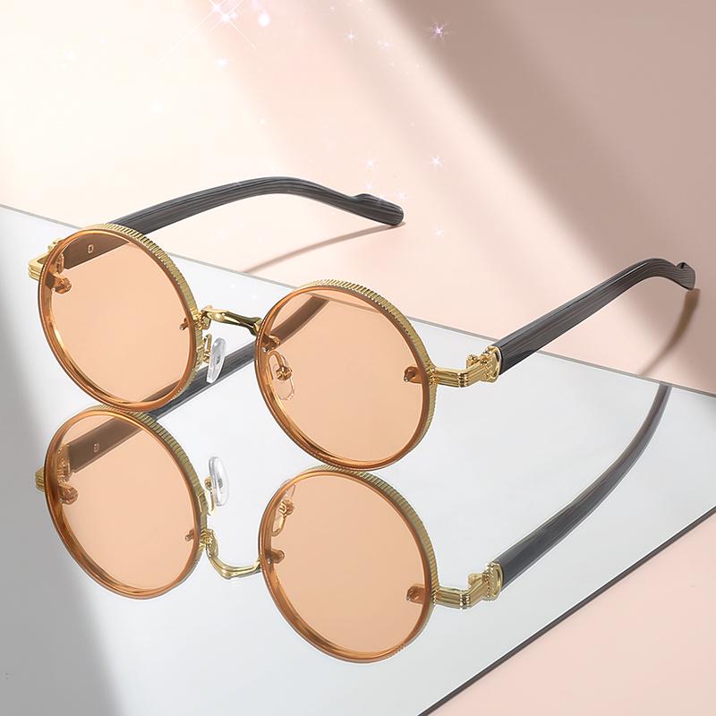 Classic Retro Round Men's and Women's Fashion Glasses with Punk Metal Frames and Tortoiseshell Patterns