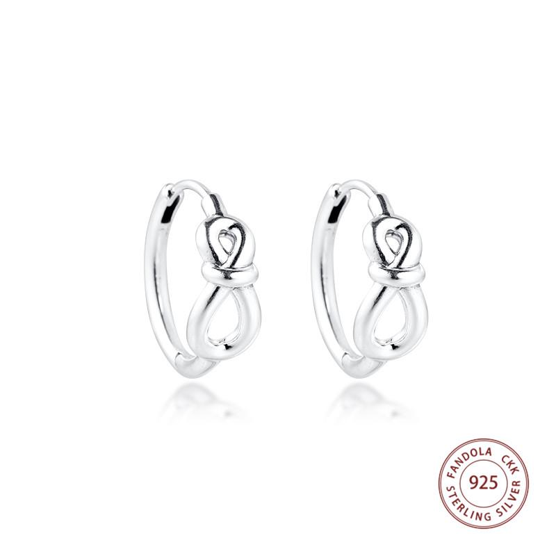 Authentic 925 Sterling Silver Infinity Knot Hoop Earrings for Women Girls Earing Wedding Fine Jewelry