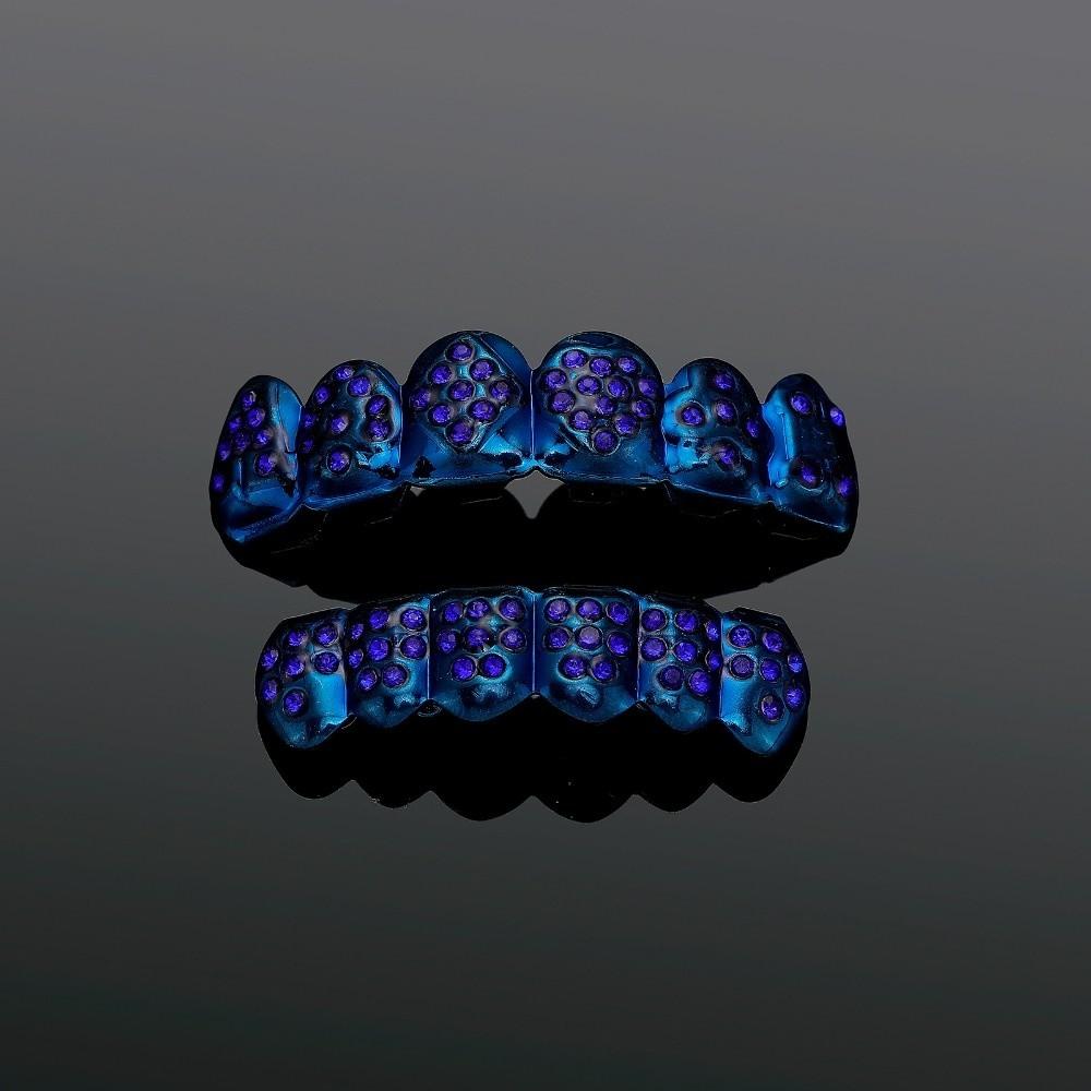Glossy Finish Teeth Grillz Top Bottom Set Eco-friendly Copper Teeth Jewelry Rapper