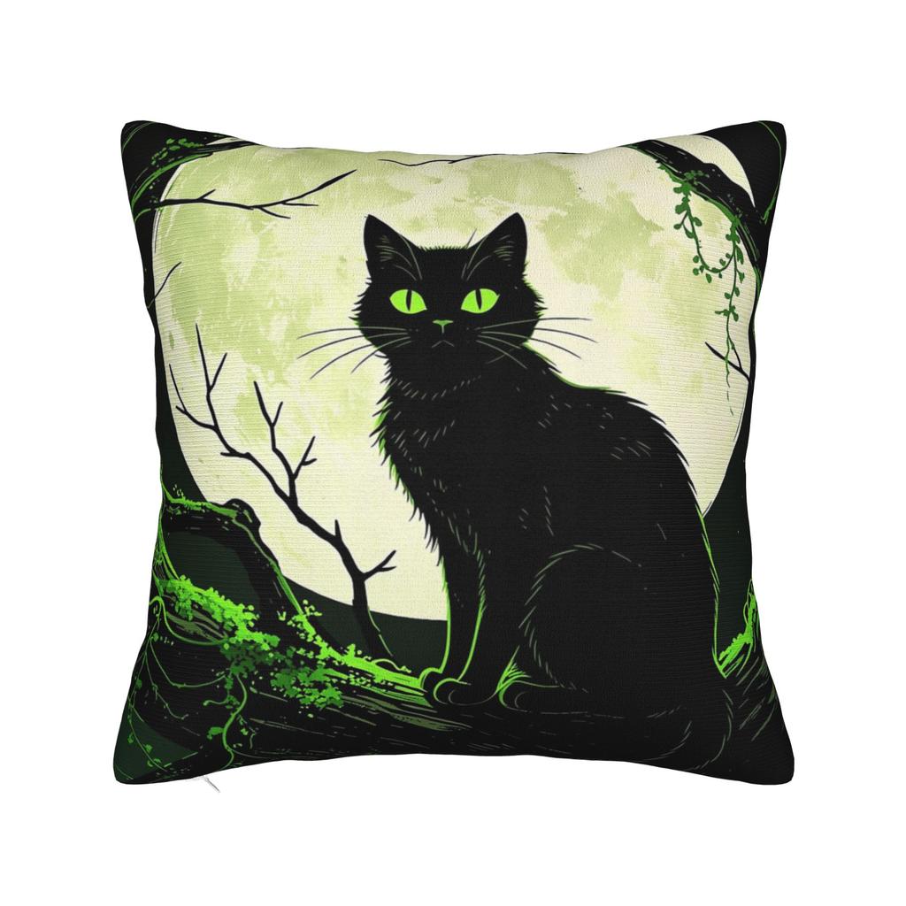 Halloween Black Cats Square Pillow Case Witchy Kitty Cushion Cover Awesome Zipper Decor Pillowcase for Home 40x40cm