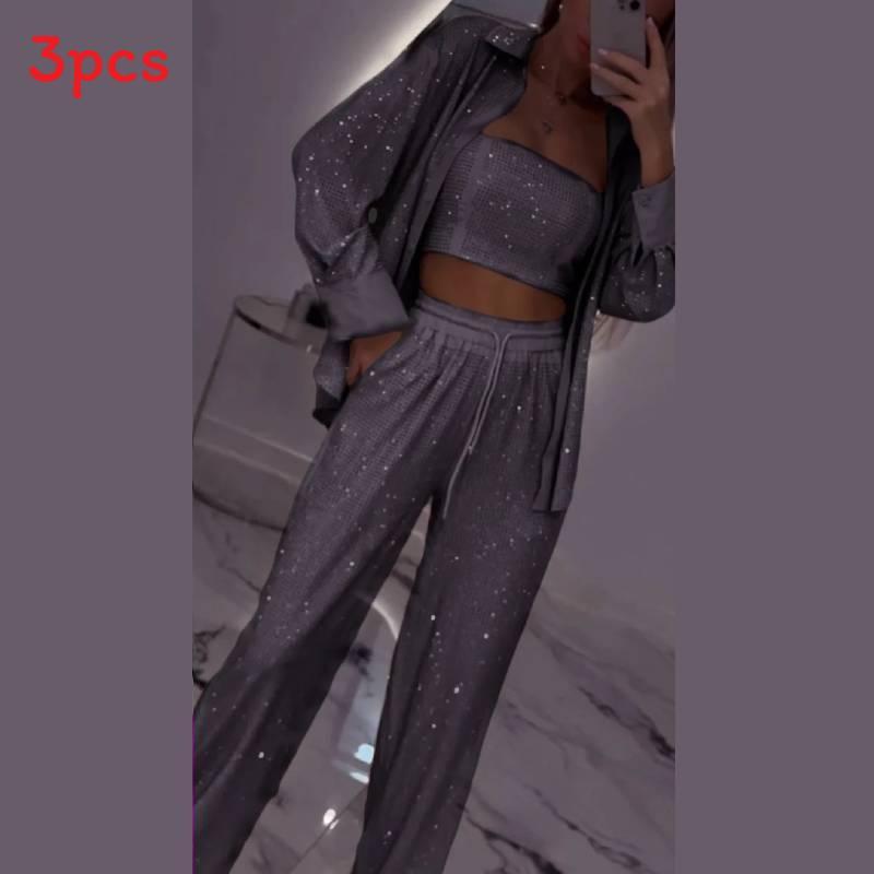 Spring Polyester Casual Suit Set With Pockets For Womens Office Wear