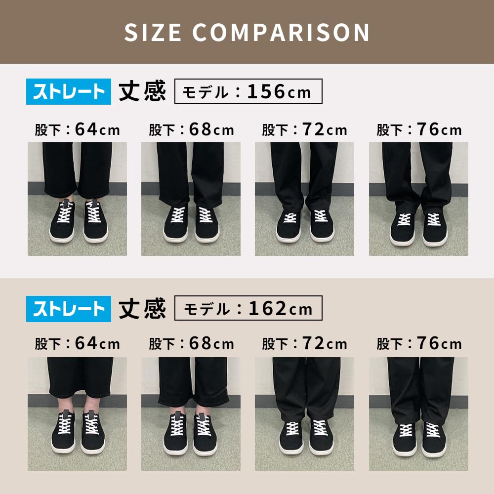 Beisia Straight Hatalakku Length Waist Black Women's Pants, Pants, 68cm, 80cm,