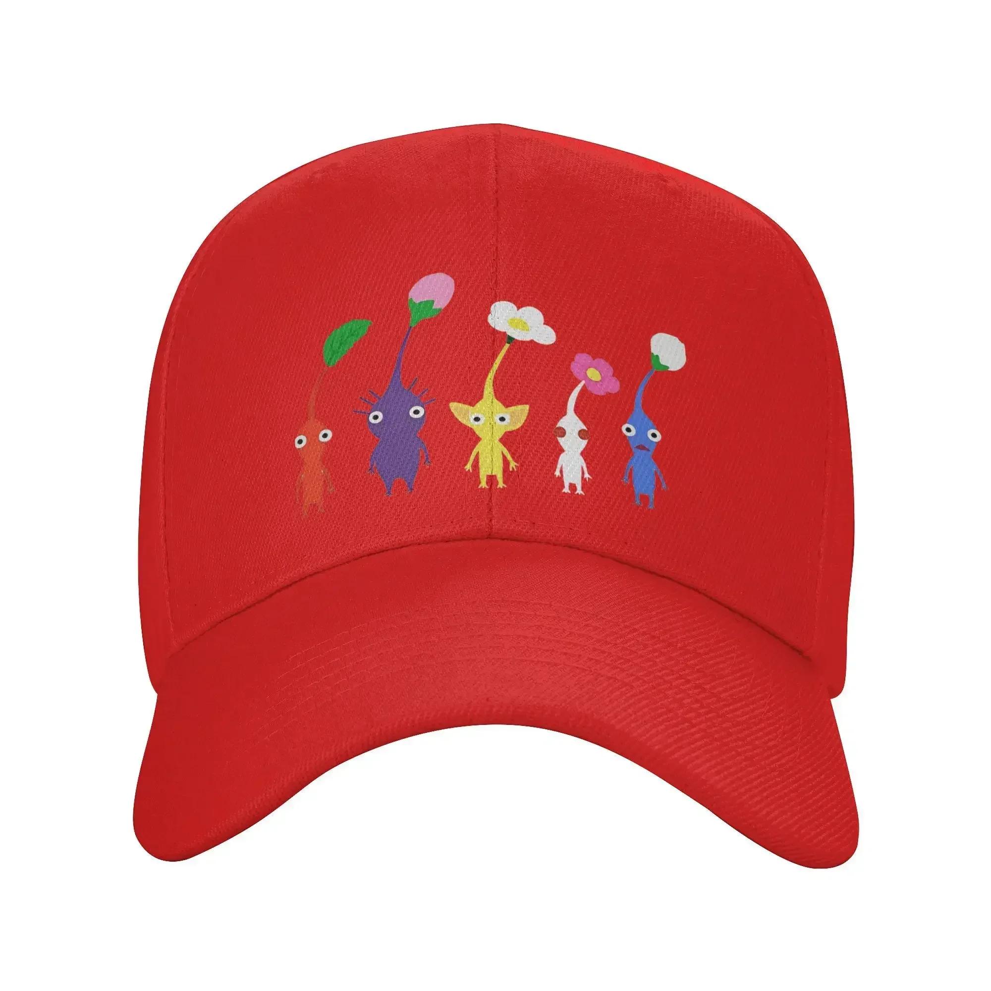 Cute Pikmin Pattern Baseball Caps Stylish Trucker Hat For Unisex Adjustable Casual Wear Adjustable