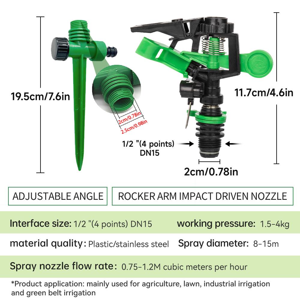 360 Degree Rotating Sprinkler DN15 1/2 Inch Water Sprinkler Automatic Water Sprayer Nozzle Agricultural Garden Irrigation System