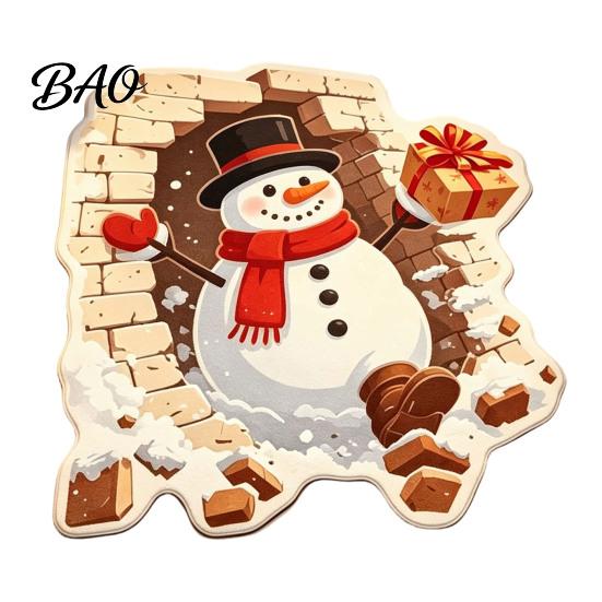 Soft Imitation Cashmere Rug Christmas Entrance Mat, Santa Claus Entryway Rug, Non-Slip Indoor Decoration for Kitchen Bathroom Home Xmas Holiday Decor