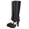 Plateau Damen Kniehohe Stiefel 2025 Frühling Sommer Schwarz Weiß Mode Peeptoe Hoher Absatz Herbst Langer Stiefel Damen Partyschuhe