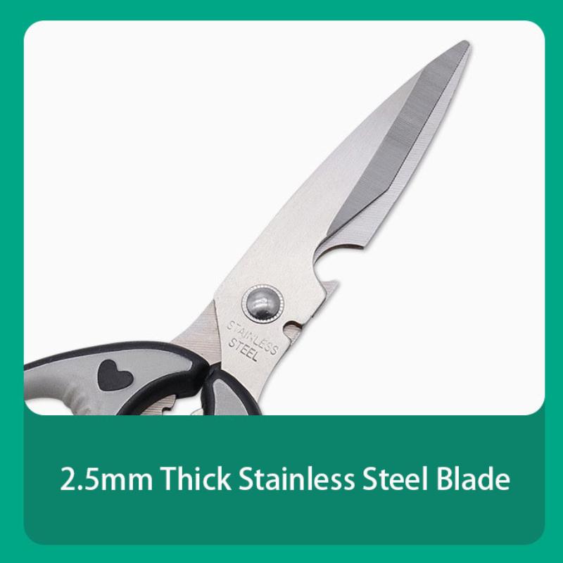 2.5mm Thick Stainless Steel Sharp Shear Korean Barbecue Clips PP TPR Multi Functional Kitchen Scissors for Meat Fish