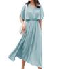 Short Sleeve Long Maxi Natural Elastic Perfect for Everyday Wear or [DAY CLOTHDaycloth] Women's Dress, V-Neck, Summer, Color, Waist, Refreshing,