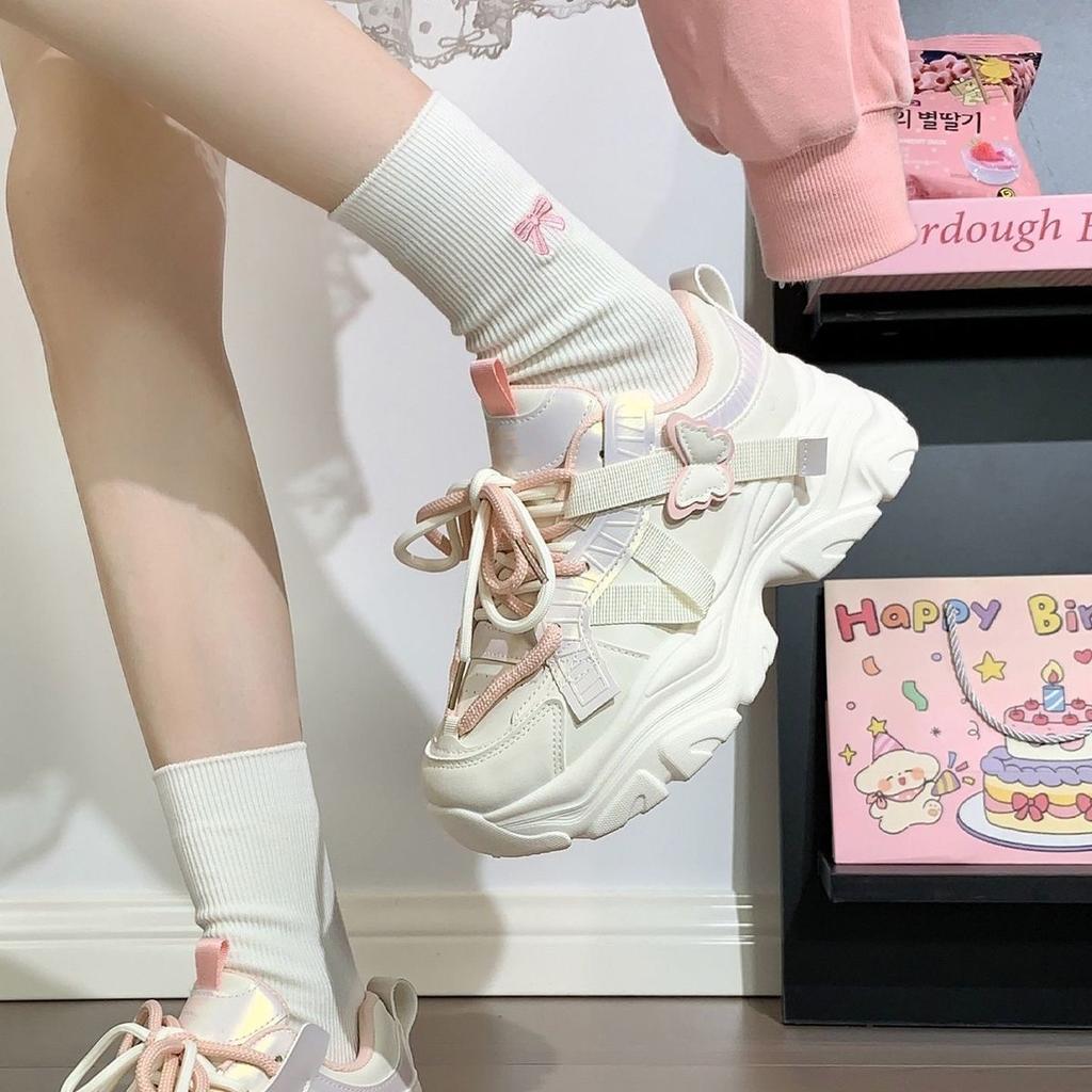 High-value butterfly dad shoes ins trendy new heightening lightweight sports dad shoes
