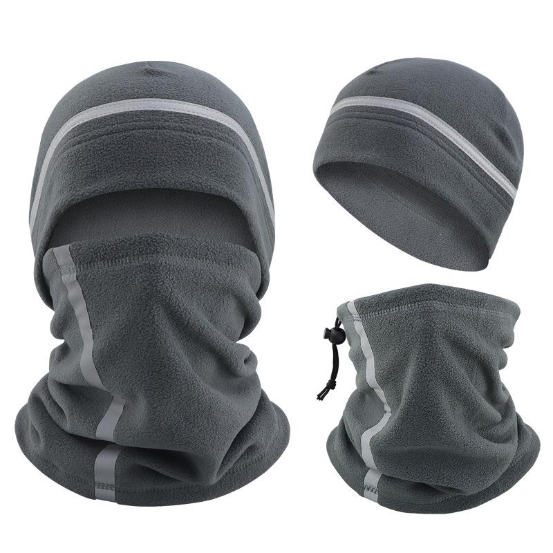 Reflective Warm Hat & Scarf Set for Autumn/Winter Cycling - Night Riding Cold Protection with Mask