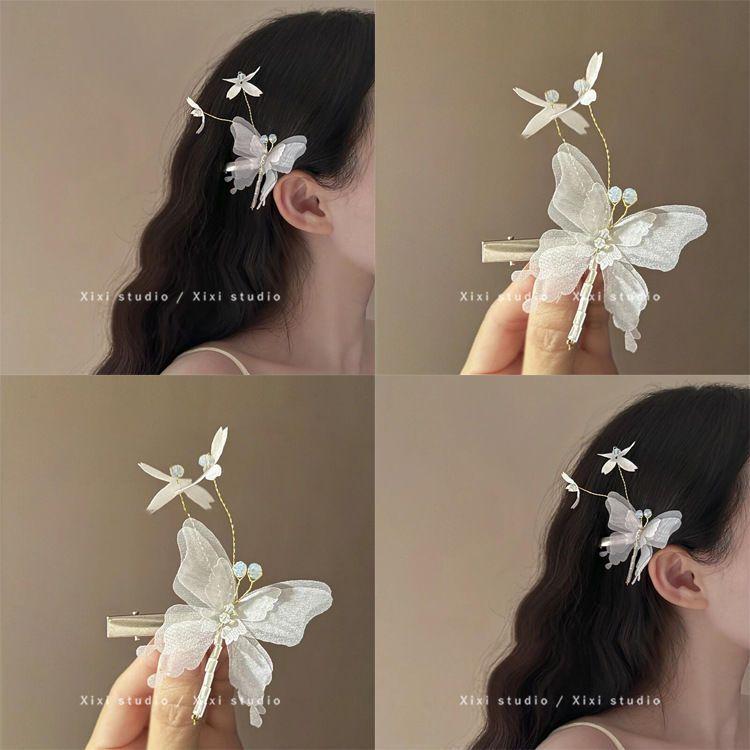Forest Style Fairy Chiffon Butterfly Hair Clip Three Dimensional Dynamic Hair Accessory
