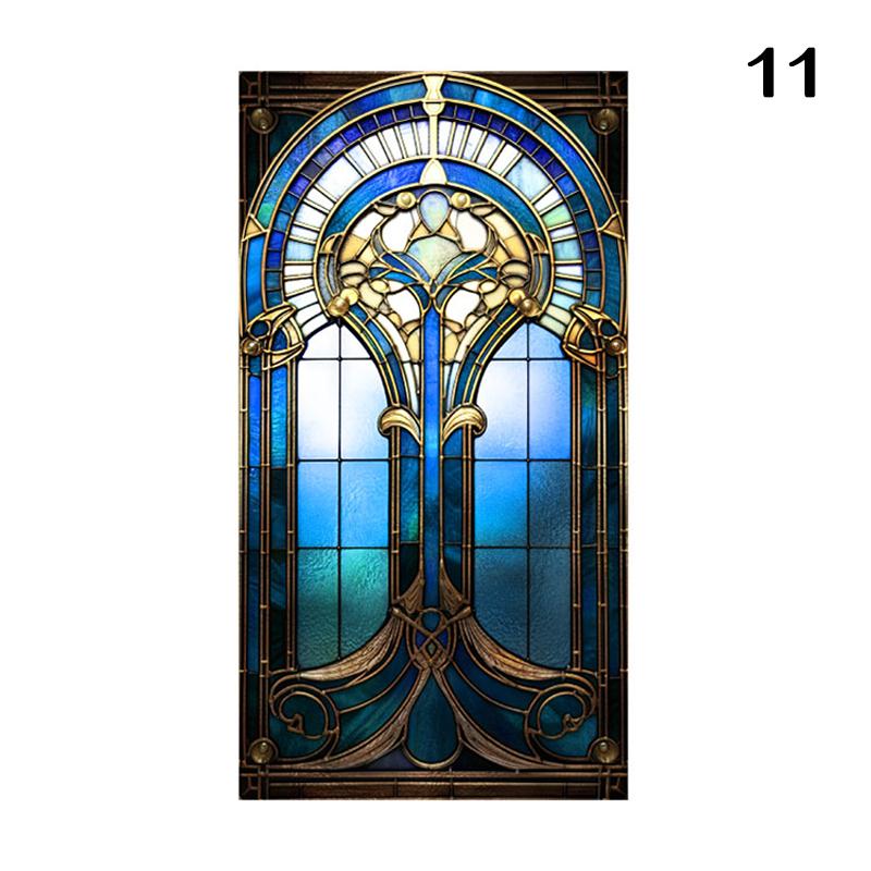 Retro Art Skleněná Fólie Evropský Styl Vitrážové Kostelní Umění Soukromí Okenní Samolepky Neprůhledné Hotelový Klub Veranda Okenní Dekorace Fólie