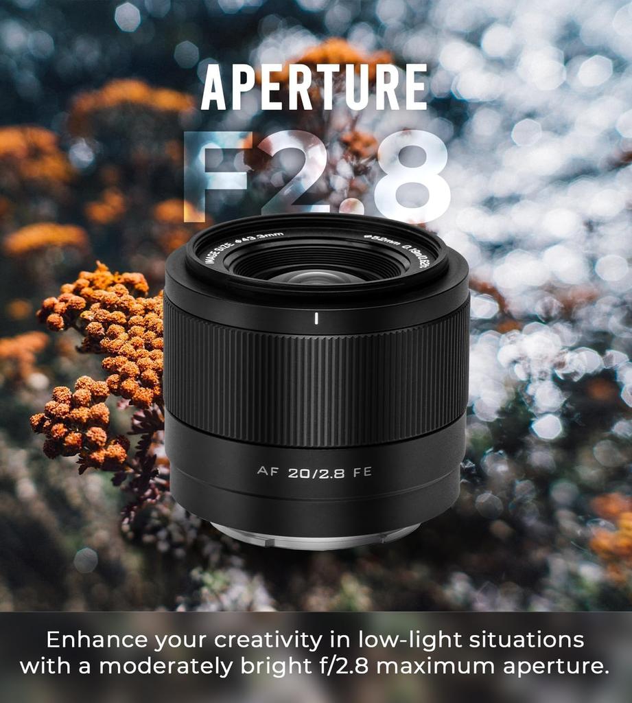 Viltrox 20mm Z Camera Lens Full Size Compatible Wide Angle Auto Focus Lens Compatible with Nikon Z Mount Mirrorless Camera Z5 Z6 Z7 Z6II Z7II Z9 F2.8