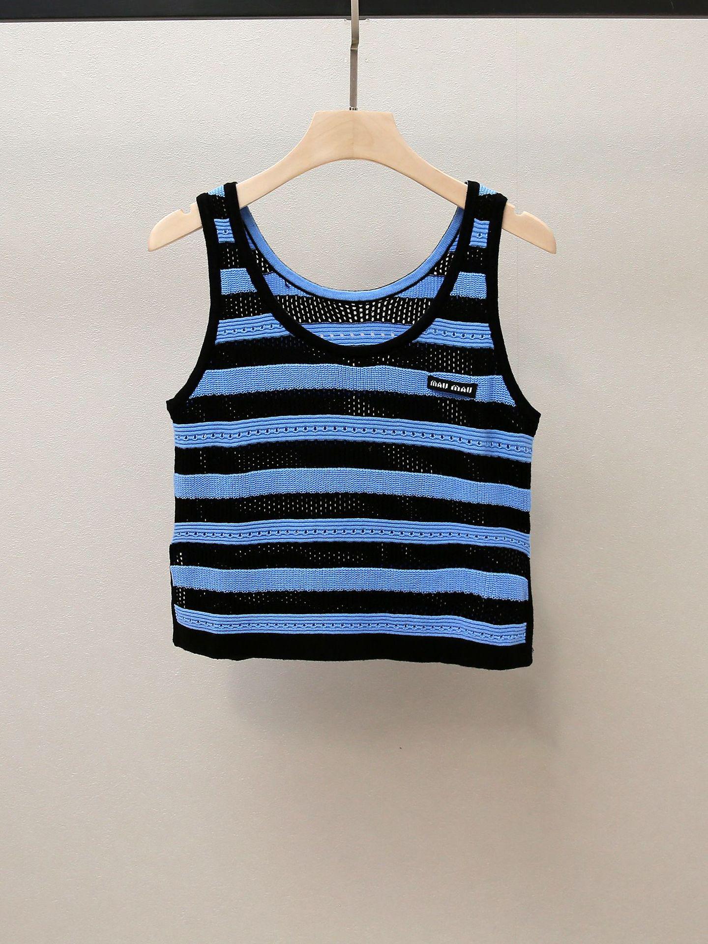 

High-End Women s Striped Slimming Knitted Vest - Autumn Collection Large синий