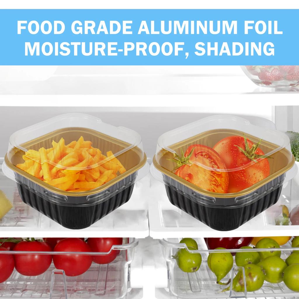 150Pcs Aluminum Foil Cupcake Cups Non-Stick Foil Baking Cups 150ml Square Ramekin Pudding Dessert Cups Wedding Party Supplies
