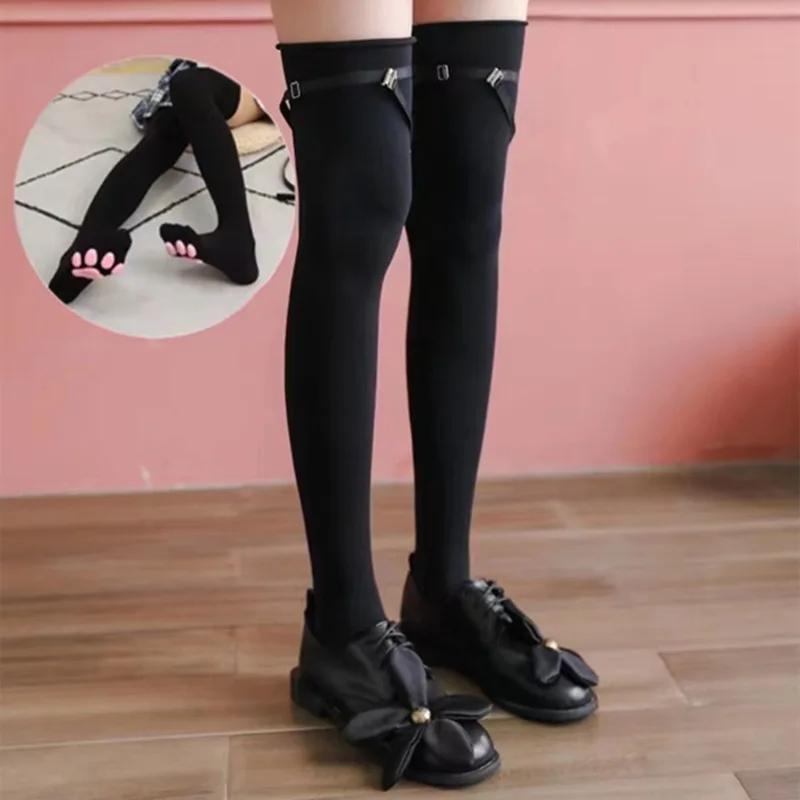 Womens Over Above Knee Socks Thigh High Stockings Kitten Claw Cat Paw Pad Ladies Pink 3D Long Sock Cosplay Harajuku Y2K Female