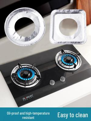 Oil-Proof Gas Stove Foil Mat - Round, Thickened Stovetop Protector Pad & Sticker Gasket