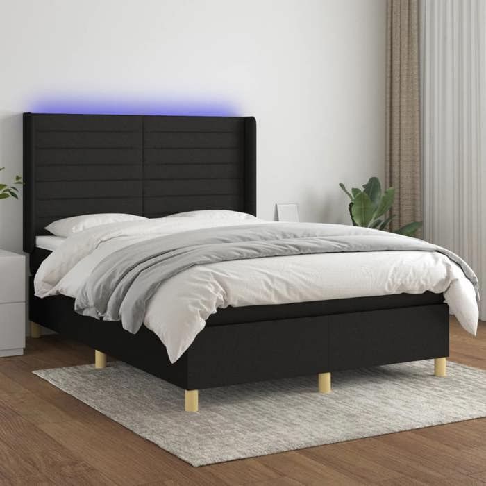 VidaXL Slat Bed Base with Mattress and LED, Upholstered Bed, Double Bed, Adult Bed for Interior Bedroom, 3138959