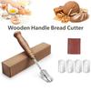 Stainless Steel Bread Lame with Wood Handle Curved Blade Dough Scoring Tool for Baguette Pastry Baking Professional Baker Equipment Kitchen Utensil