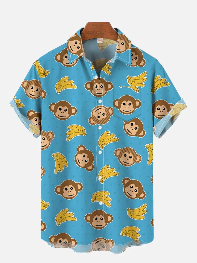 Cute Cartoon Animal Graphic 3d Print Shirts For Men Fashion Hawaiian Shirt Beach Blouses Short Sleeve Vocation Lapel Shirt Boy