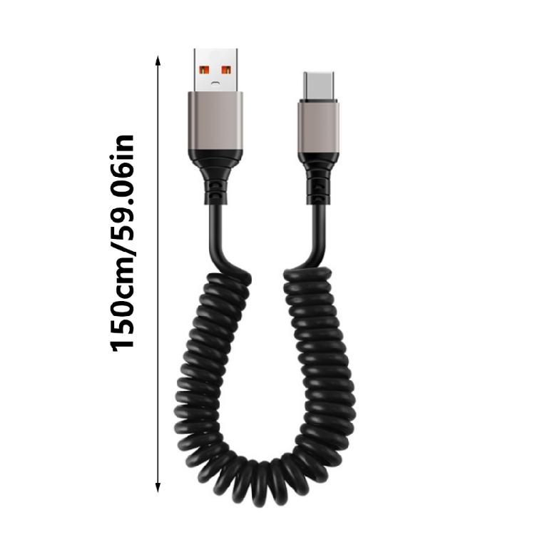 Telescopic Type C Data Cable Male to Male Connectors Wire Type C Spring Coiled Cord Support Data Transfer for Phones
