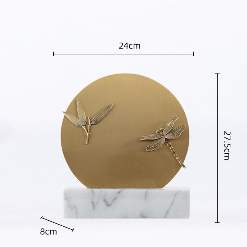 Metal Handicraft Geometric Circle Golden Screen Butterfly Dragonfly Artificial Insect Decorative Figurines Home Decoration