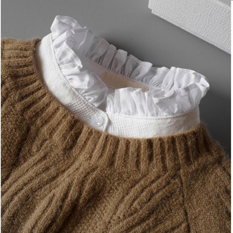 Women's Ruffled Stand-Up Collar: Autumn/Winter Cotton Detachable Collar for Sweater or Shirt