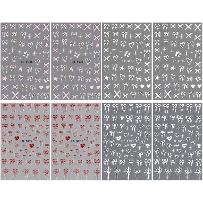 

Heart Nail Art Stickers Love Hearts Nail Decals 3D Adhesive Bows Love Heart Designs Nail Stickers for Women Girls Gifts 1