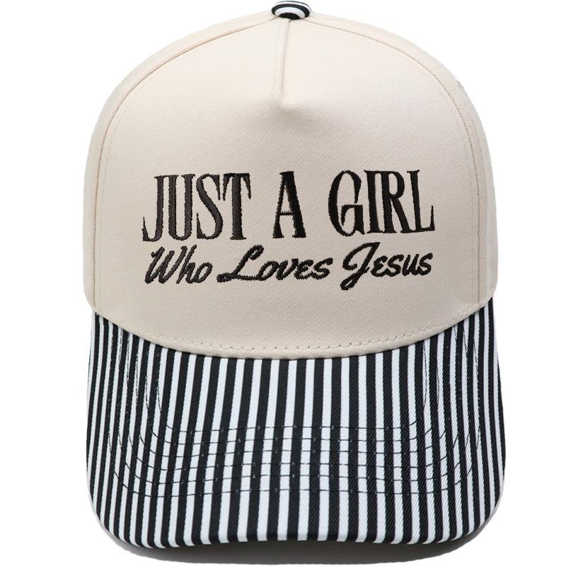 JUST A GIRL Truck Driver Hat Embroidery Color Matching Baseball Cap Men's and Women's Casual Outdoor Sun Hat