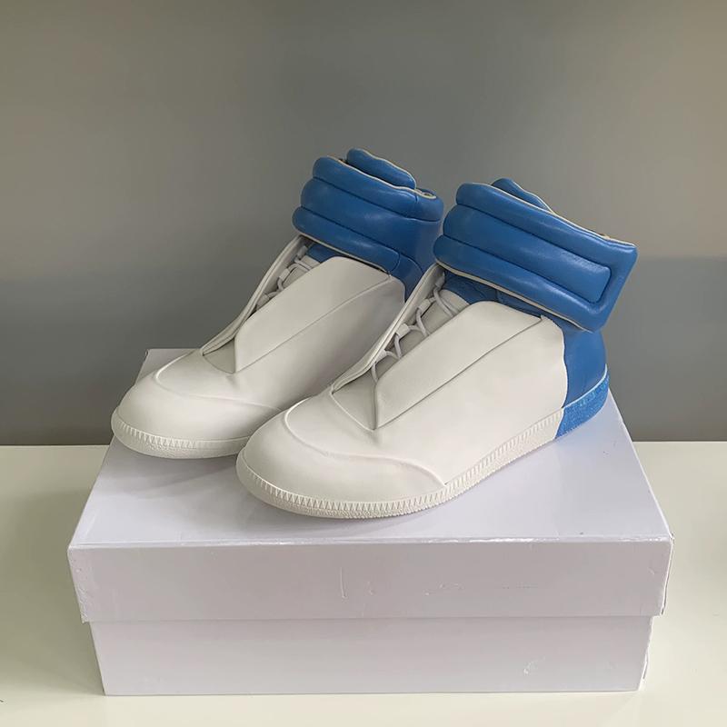 Unisex Buty Wysokie ze Skóry Naturalnej Męskie Sznurowane Buty do Chodzenia Płaskie Codzienne Buty Sportowe Zapięcie na Rzepy Buty na Kostkę Outdoor