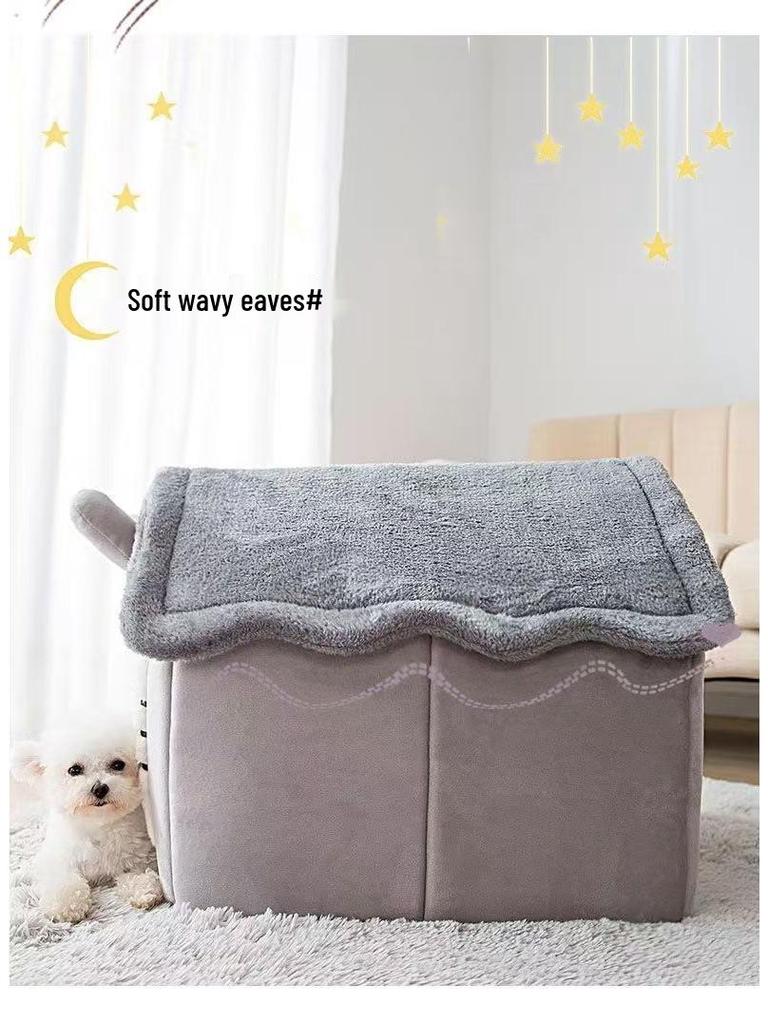Cozy Four Seasons Pet Bed: Warm Plush Enclosed Tent for Dogs & Cats