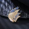 New High-end Exquisite Sailing Brooch Alloy Diamond-encrusted Fashionable and Elegant Blazer Accessories Pin Brooch Wholesale