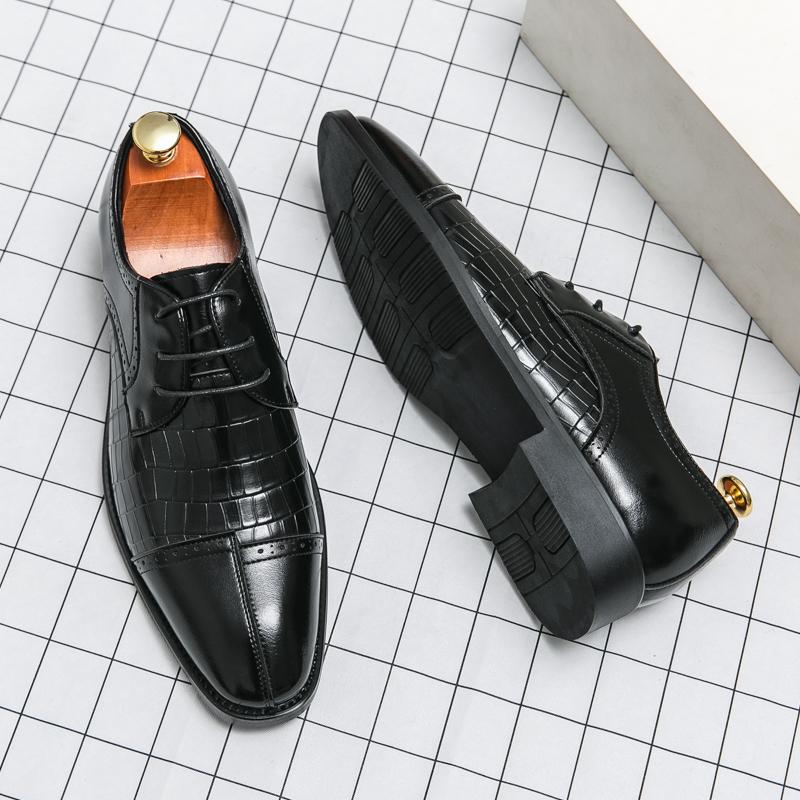 

Весна Новые Мужские Деловые На шнуровке Формальные Кожаные Туфли Модный Бренд Мужские С квадратным носком Удобные Жених Свадьба Свадебная Обувь 48 чёрный