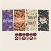 24pcs Halloween Kraft Paper Bags Student Theme Party Candy Packaging Paper Bags Halloween Snack Bag-24 Bags+24 Circular Stickers