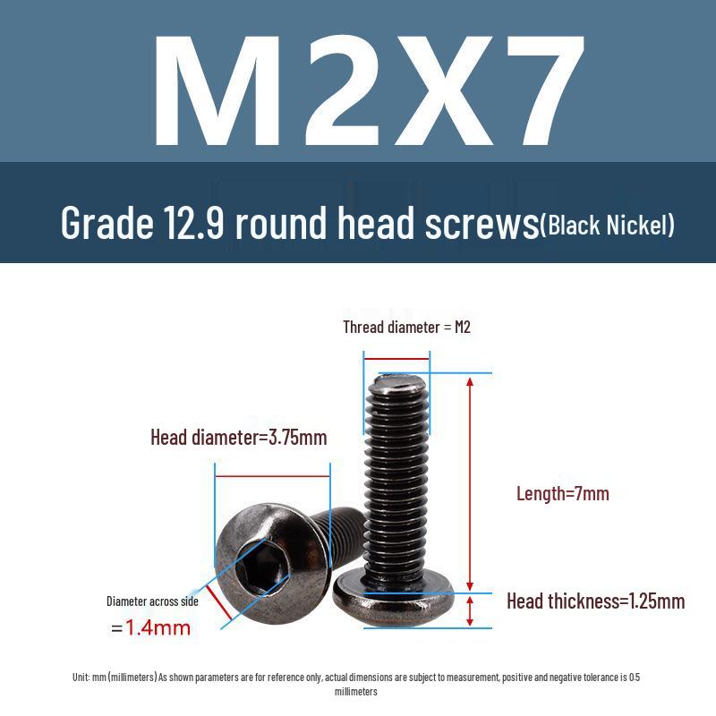 Yigu 12.9 High-Strength Black Nickel Hex Socket Machine Pan Head Screws M2/M2.5