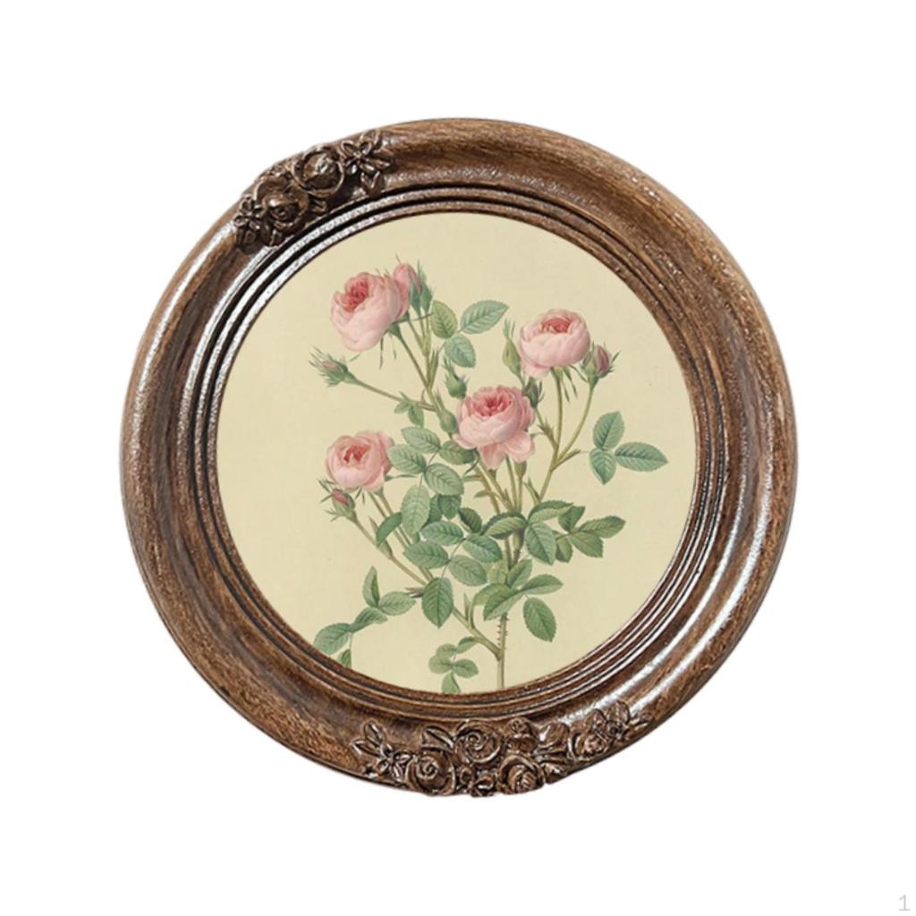 Vintage Picture Decor Art Ornate European Round Photo Frame for Tabletop Living Room Home Wall