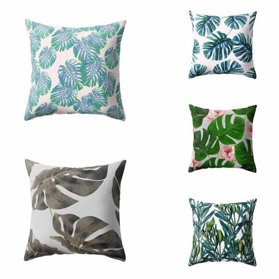 Husă de pernă decorativă modernă, cu imprimeu de frunze, pentru canapea de acasă, cu fermoar
