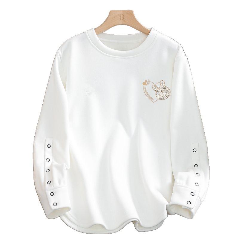 Fleece-Lined Long-Sleeve T-Shirt for Autumn and Winter - Plus Size Thickened Casual Top