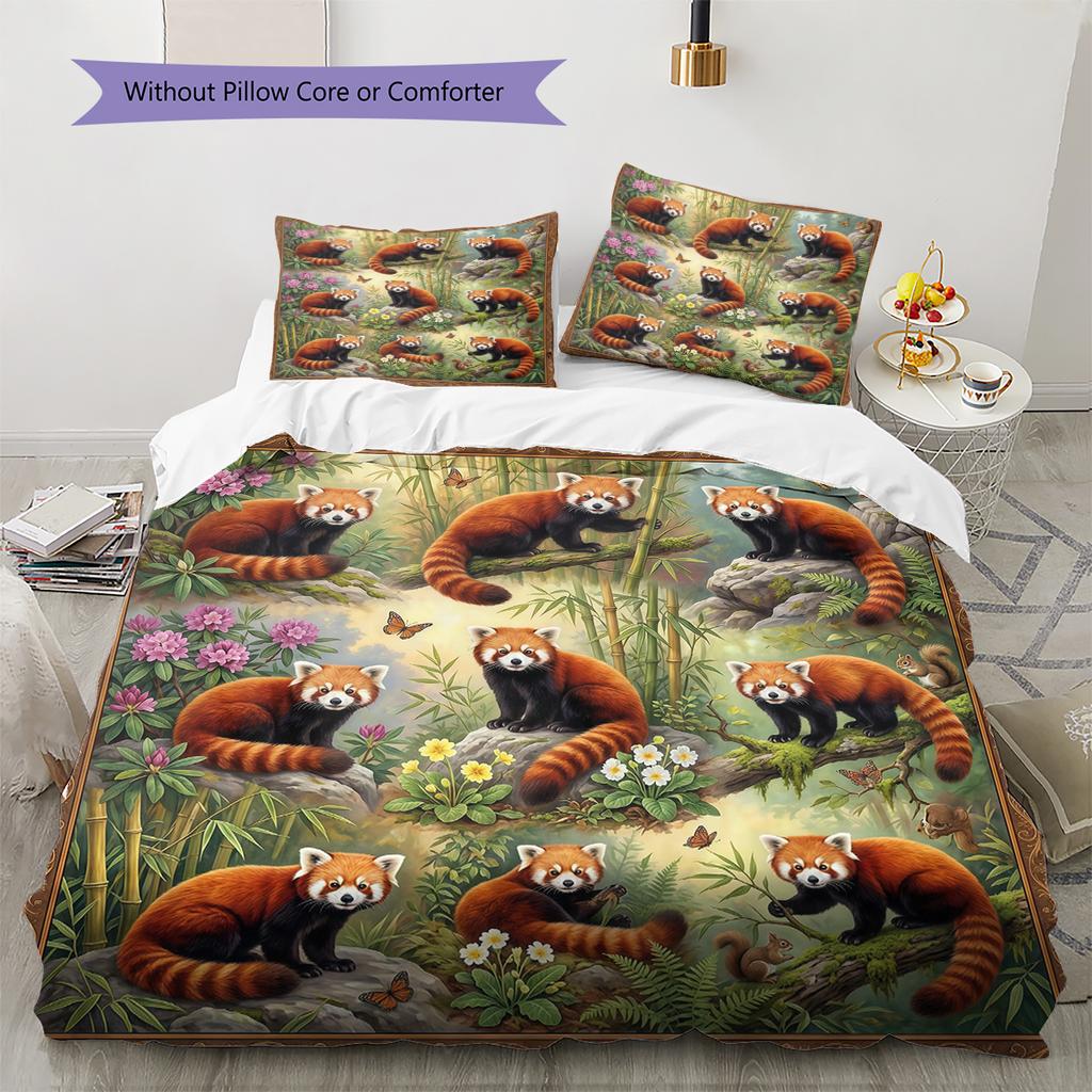 Retro Oil Painting Animals Pattern Bedding,Quilt Set Quilt Cover Pillowcase Home Birthday Gift (1 * Duvet Cover + 2 * Pillowcase, Without Core)