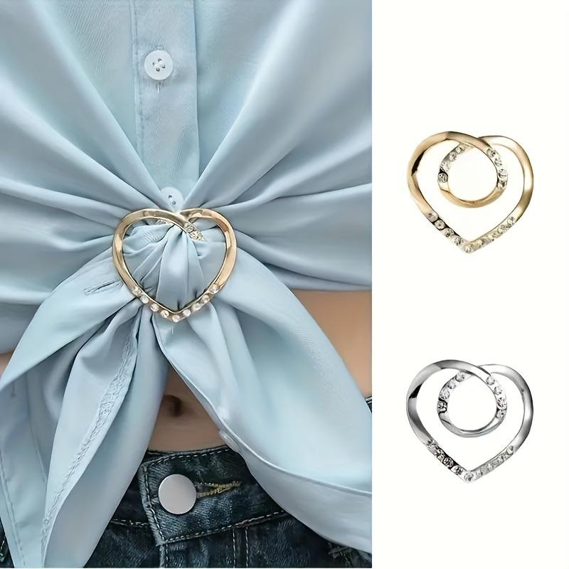 2Pcs Enchanting Knotted Heart Brooch - Sparkling Crystal Inlay, Designed Hollow, Scarf Clip for Dresses, Shawls & Capes